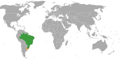 Dünya haritası üzerinde Uruguay konumu 